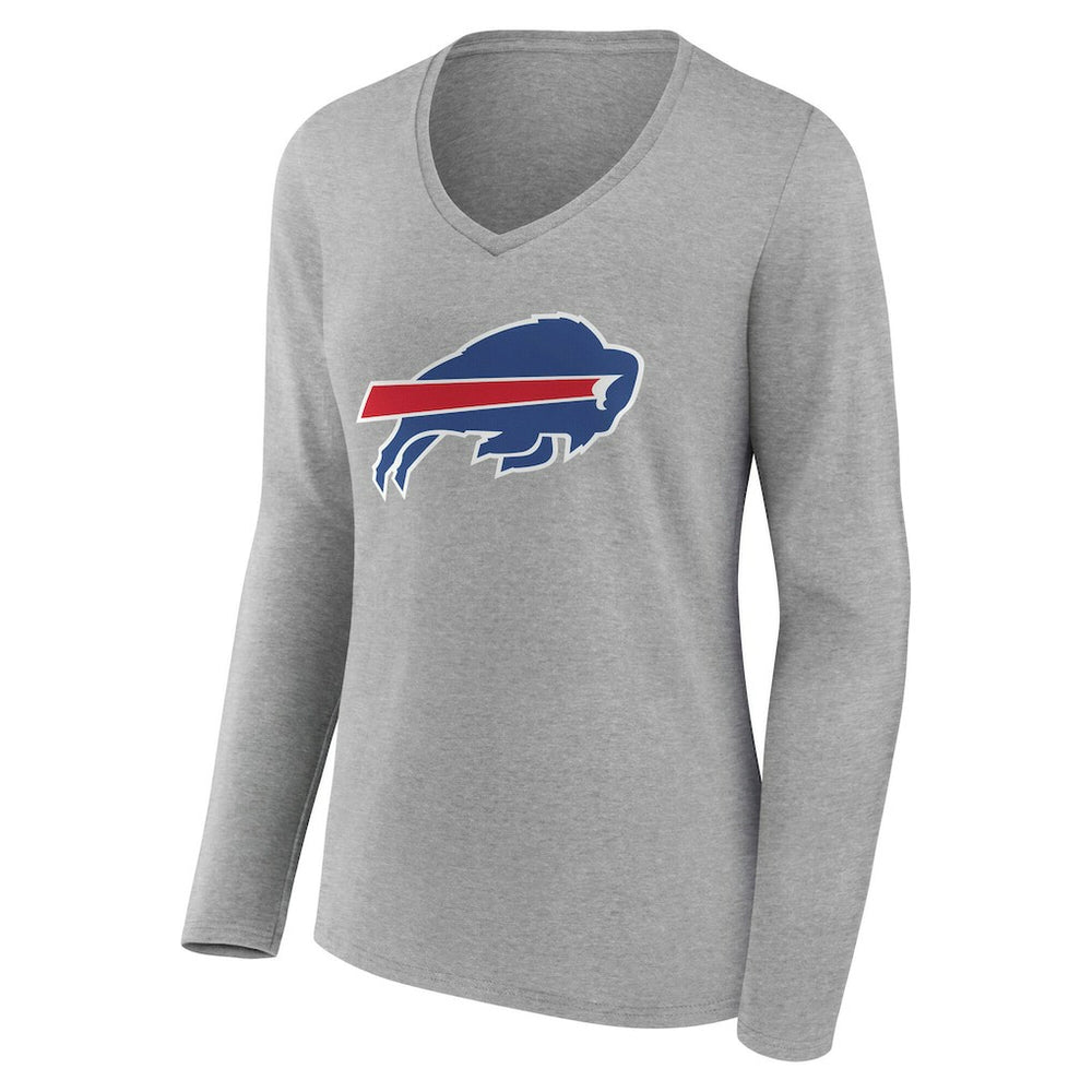 Buffalo Bills Women's Team Authentic Personalized Name & Number Long Sleeve V-Neck T-Shirt Gray | NFL