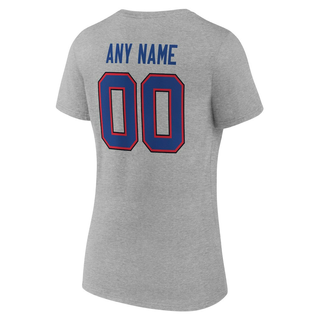 Buffalo Bills Women's Team Authentic Personalized Name & Number V-Neck T-Shirt Gray | NFL