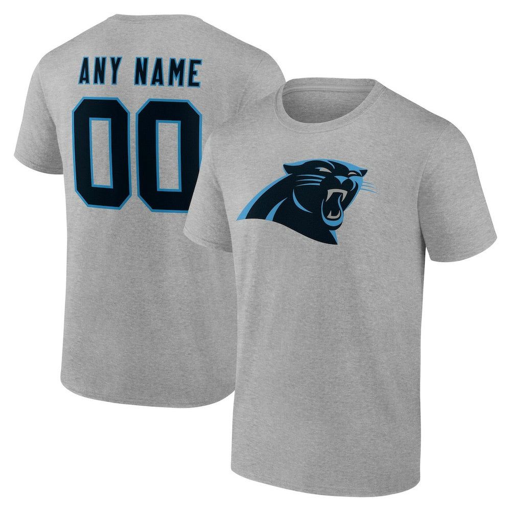 Carolina Panthers Team Authentic Personalized Name & Number T-Shirt Gray | NFL