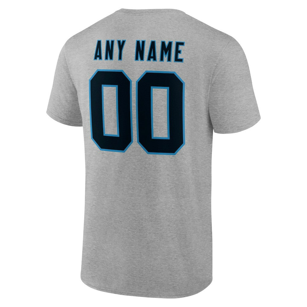 Carolina Panthers Team Authentic Personalized Name & Number T-Shirt Gray | NFL