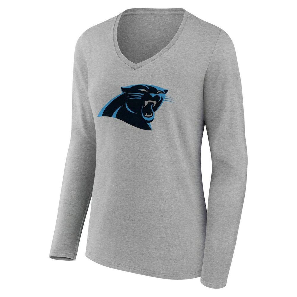 Carolina Panthers Women's Team Authentic Personalized Name & Number Long Sleeve V-Neck T-Shirt Gray | NFL