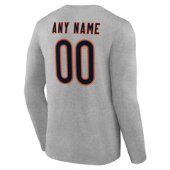 Chicago Bears Team Authentic Personalized Name & Number Long Sleeve T-Shirt Gray | NFL