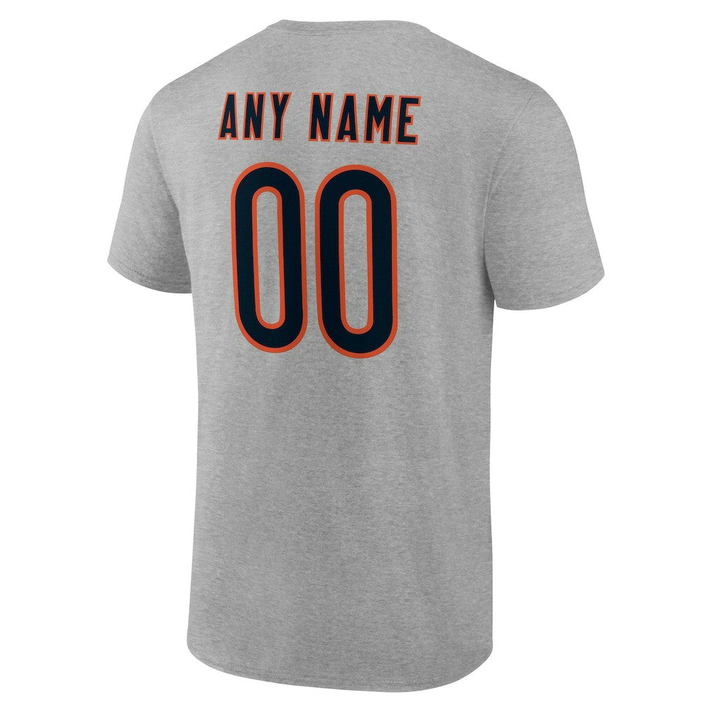 Chicago Bears Team Authentic Personalized Name & Number T-Shirt Gray | NFL