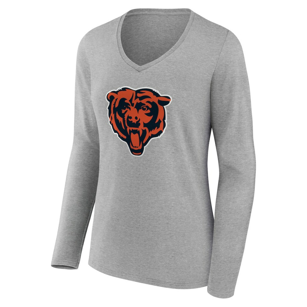 Chicago Bears Women's Team Authentic Personalized Name & Number Long Sleeve V-Neck T-Shirt Gray | NFL
