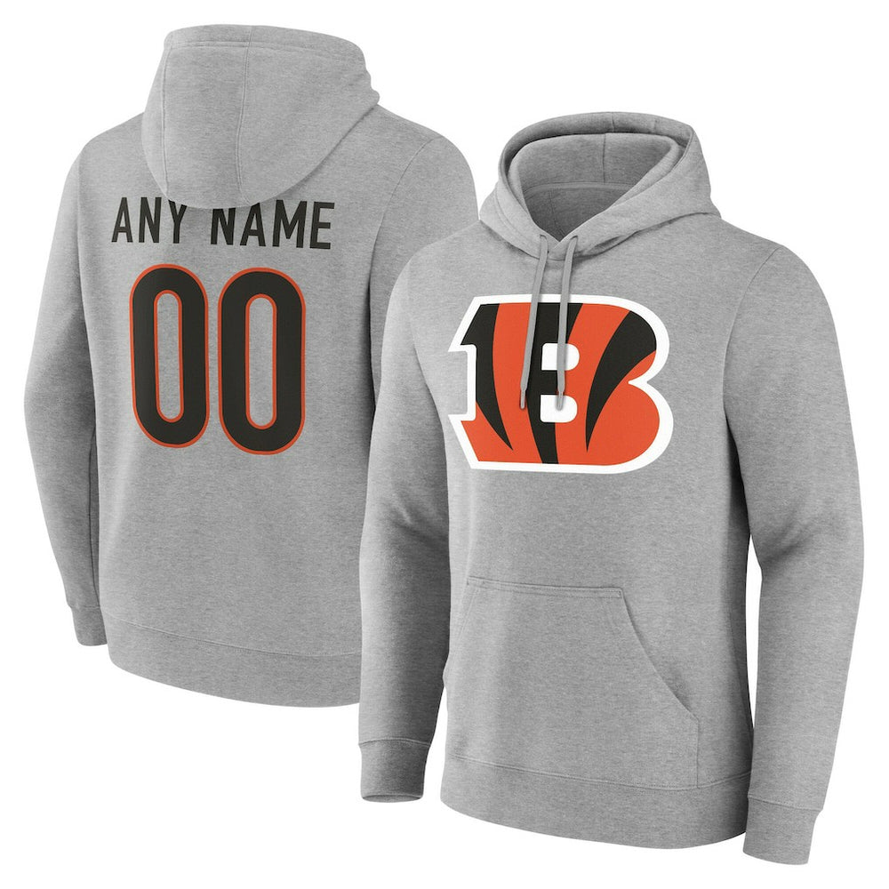 Cincinnati Bengals Team Authentic Personalized Name & Number Hoodie Gray | NFL