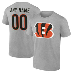 Cincinnati Bengals Team Authentic Personalized Name & Number T-Shirt Gray | NFL