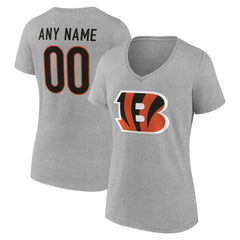 Cincinnati Bengals Women's Team Authentic Personalized Name & Number V-Neck T-Shirt Gray | NFL