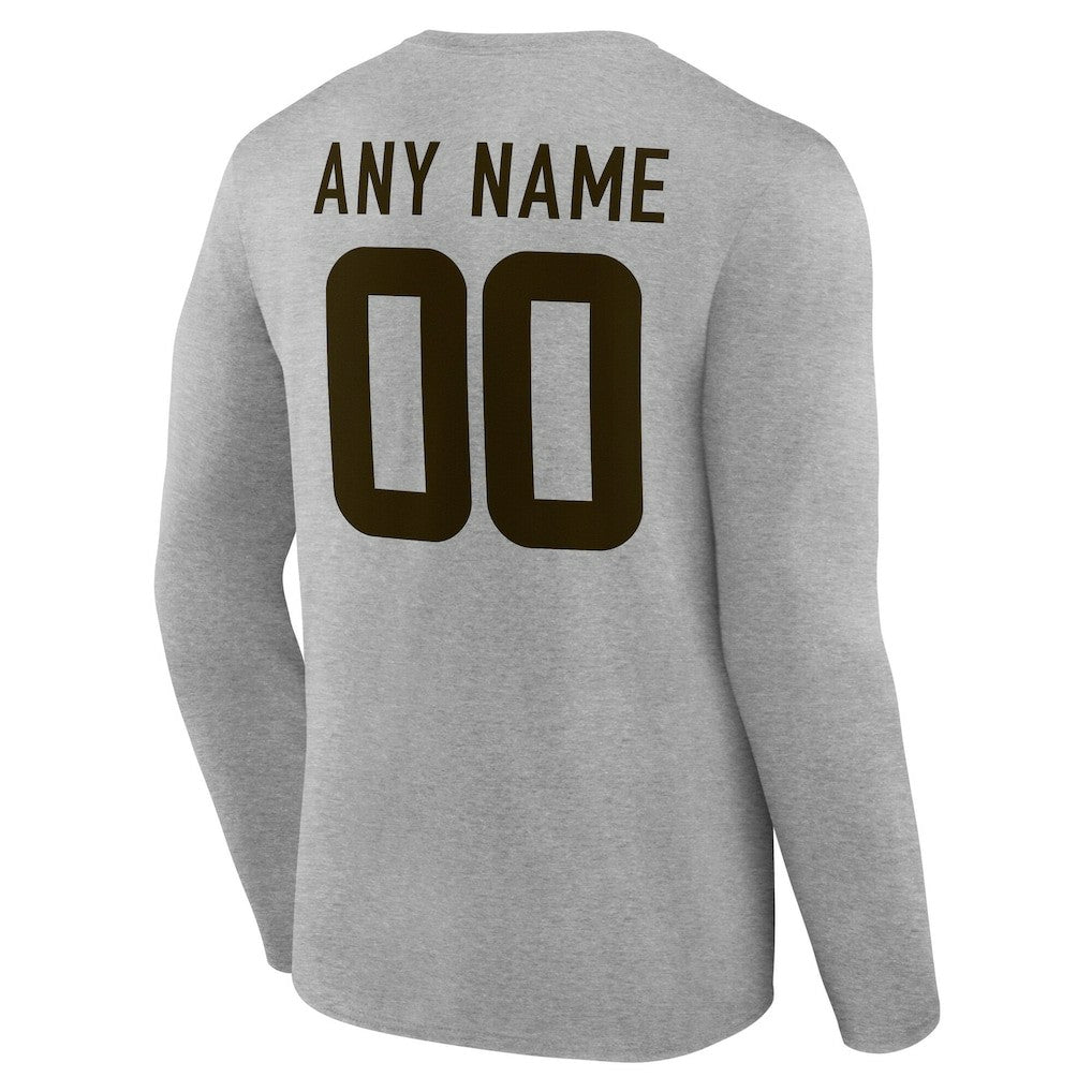 Cleveland Browns Team Authentic Personalized Name & Number Long Sleeve T-Shirt Gray | NFL