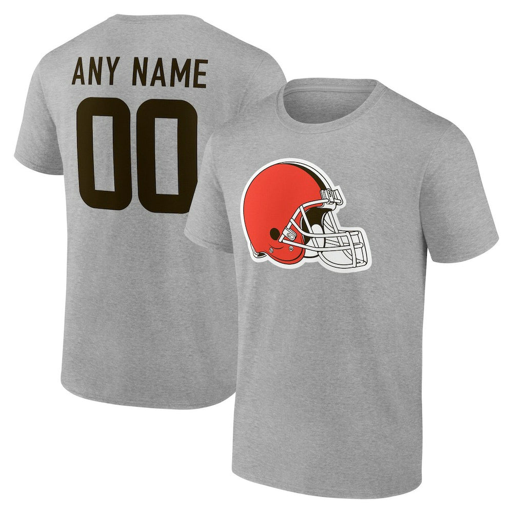 Cleveland Browns Team Authentic Personalized Name & Number T-Shirt Gray | NFL