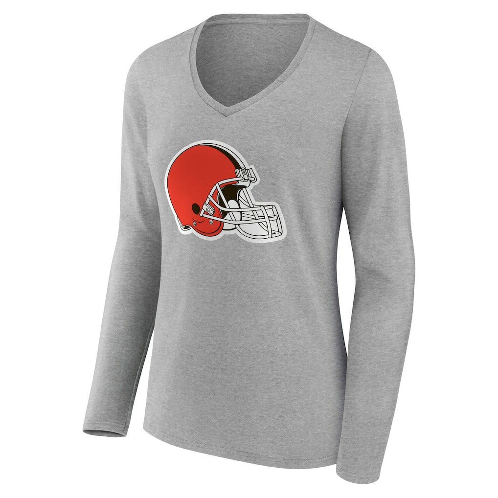 Cleveland Browns Women's Team Authentic Personalized Name & Number Long Sleeve V-Neck T-Shirt Gray | NFL