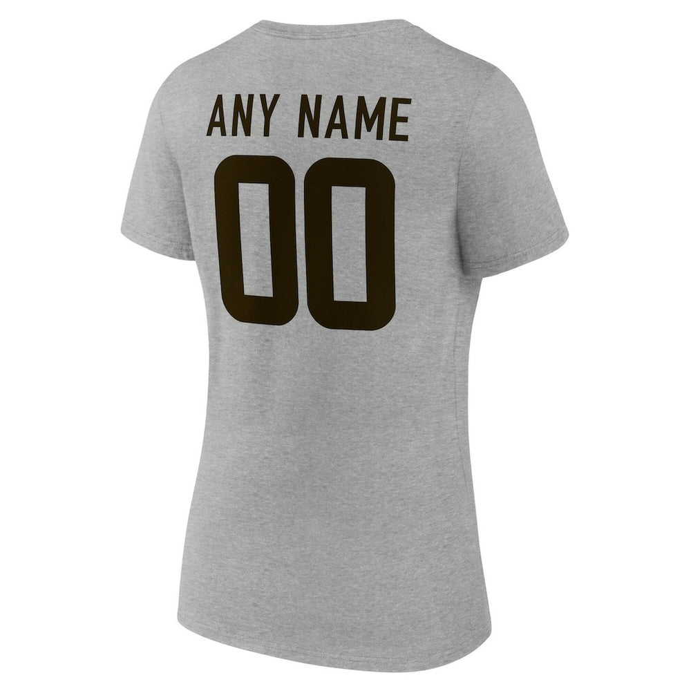 Cleveland Browns Women's Team Authentic Personalized Name & Number V-Neck T-Shirt Gray | NFL