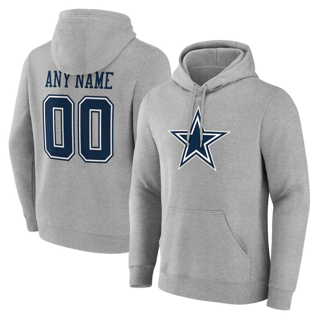 Dallas Cowboys Team Authentic Personalized Name & Number Hoodie Gray | NFL