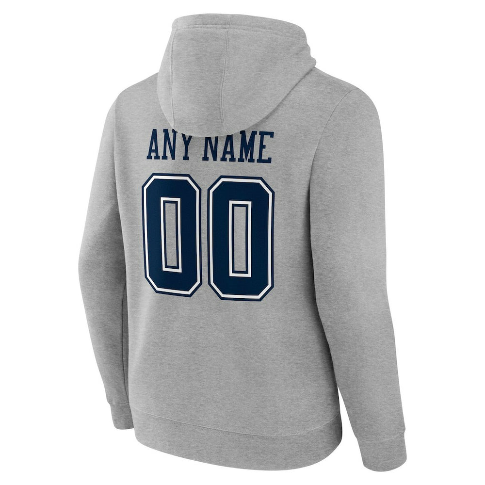Dallas Cowboys Team Authentic Personalized Name & Number Hoodie Gray | NFL