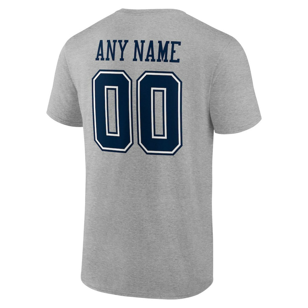 Dallas Cowboys Team Authentic Personalized Name & Number T-Shirt Gray | NFL