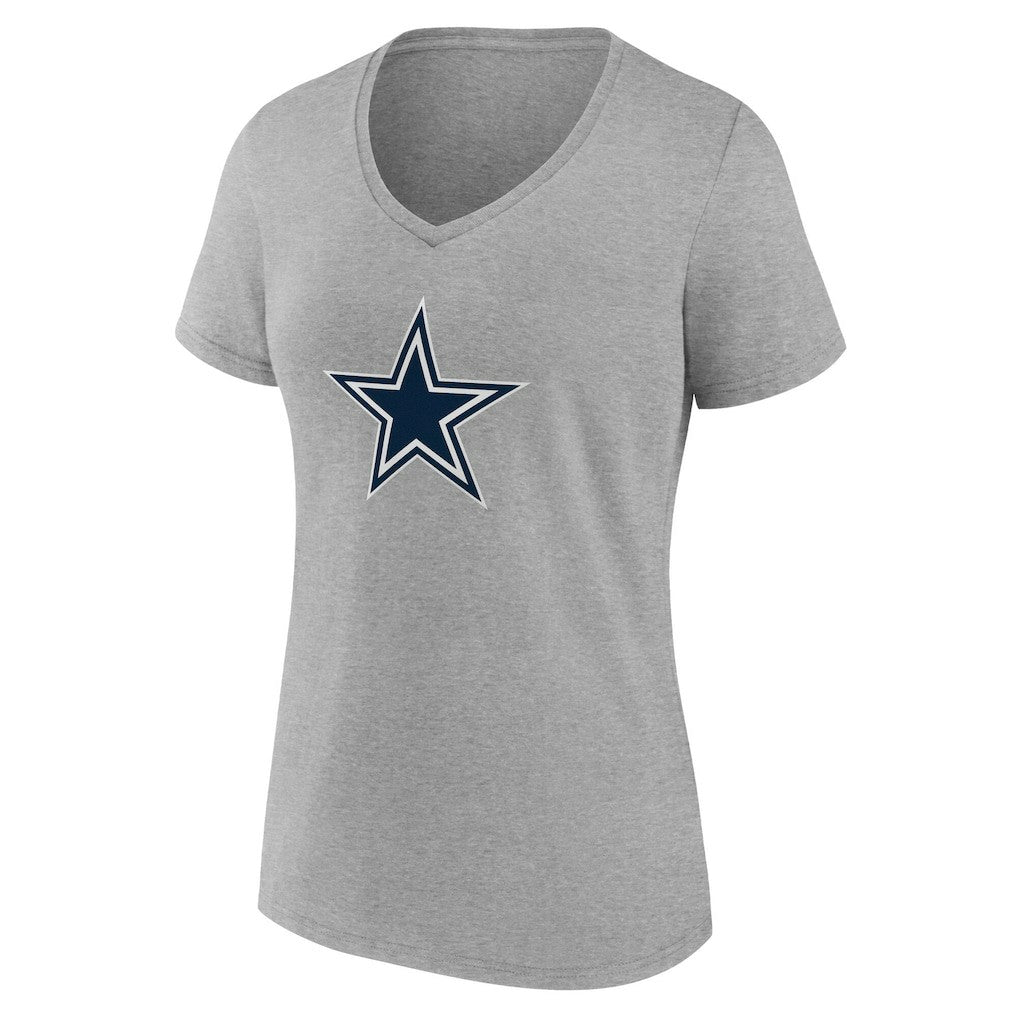 Dallas Cowboys Women's Team Authentic Personalized Name & Number V-Neck T-Shirt Gray | NFL