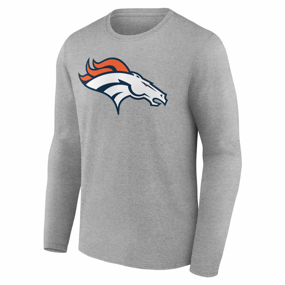 Denver Broncos Team Authentic Personalized Name & Number Long Sleeve T-Shirt Gray | NFL