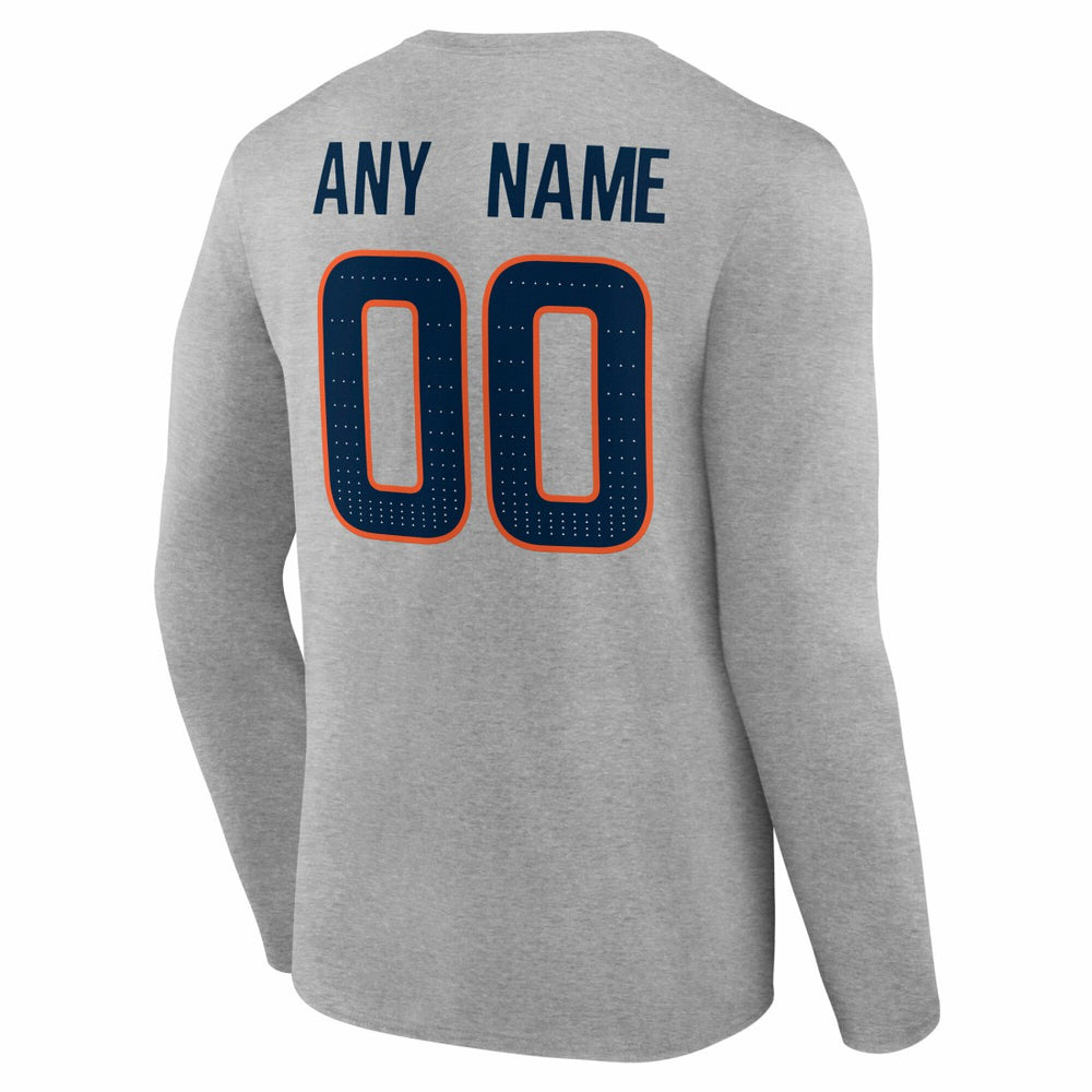 Denver Broncos Team Authentic Personalized Name & Number Long Sleeve T-Shirt Gray | NFL