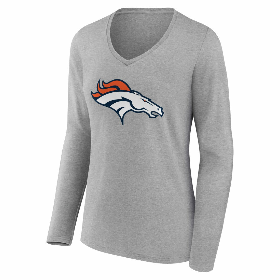 Denver Broncos Women's Team Authentic Personalized Name & Number Long Sleeve V-Neck T-Shirt Gray | NFL