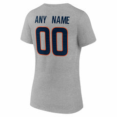 Denver Broncos Women's Team Authentic Personalized Name & Number V-Neck T-Shirt Gray | NFL
