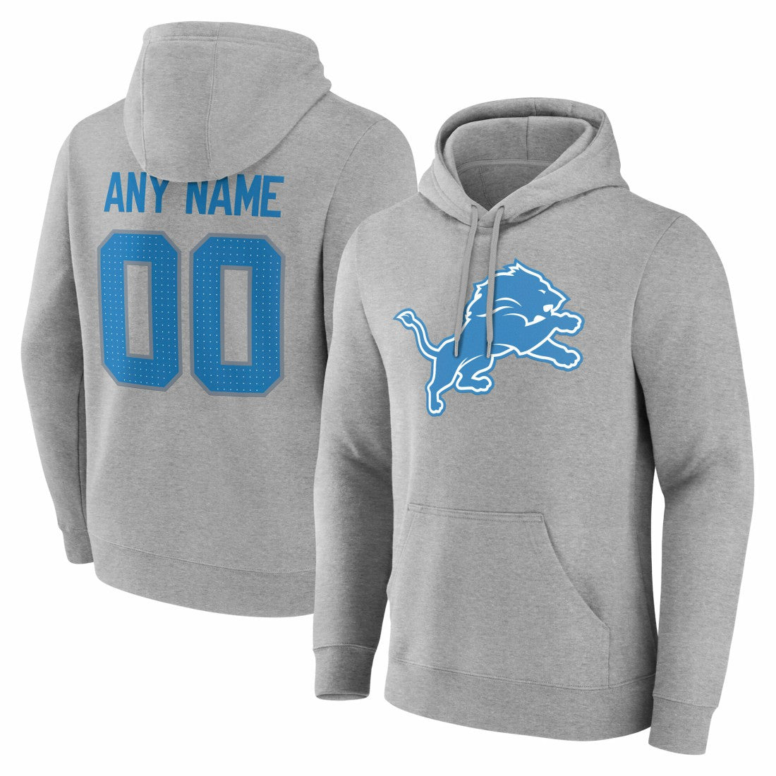 Detroit Lions Team Authentic Personalized Name & Number Hoodie Gray | NFL