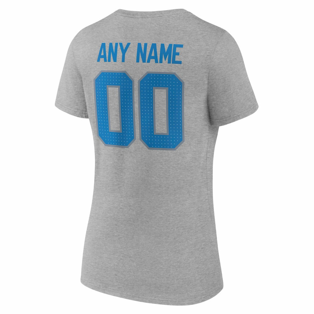 Detroit Lions Women's Team Authentic Personalized Name & Number V-Neck T-Shirt Gray | NFL