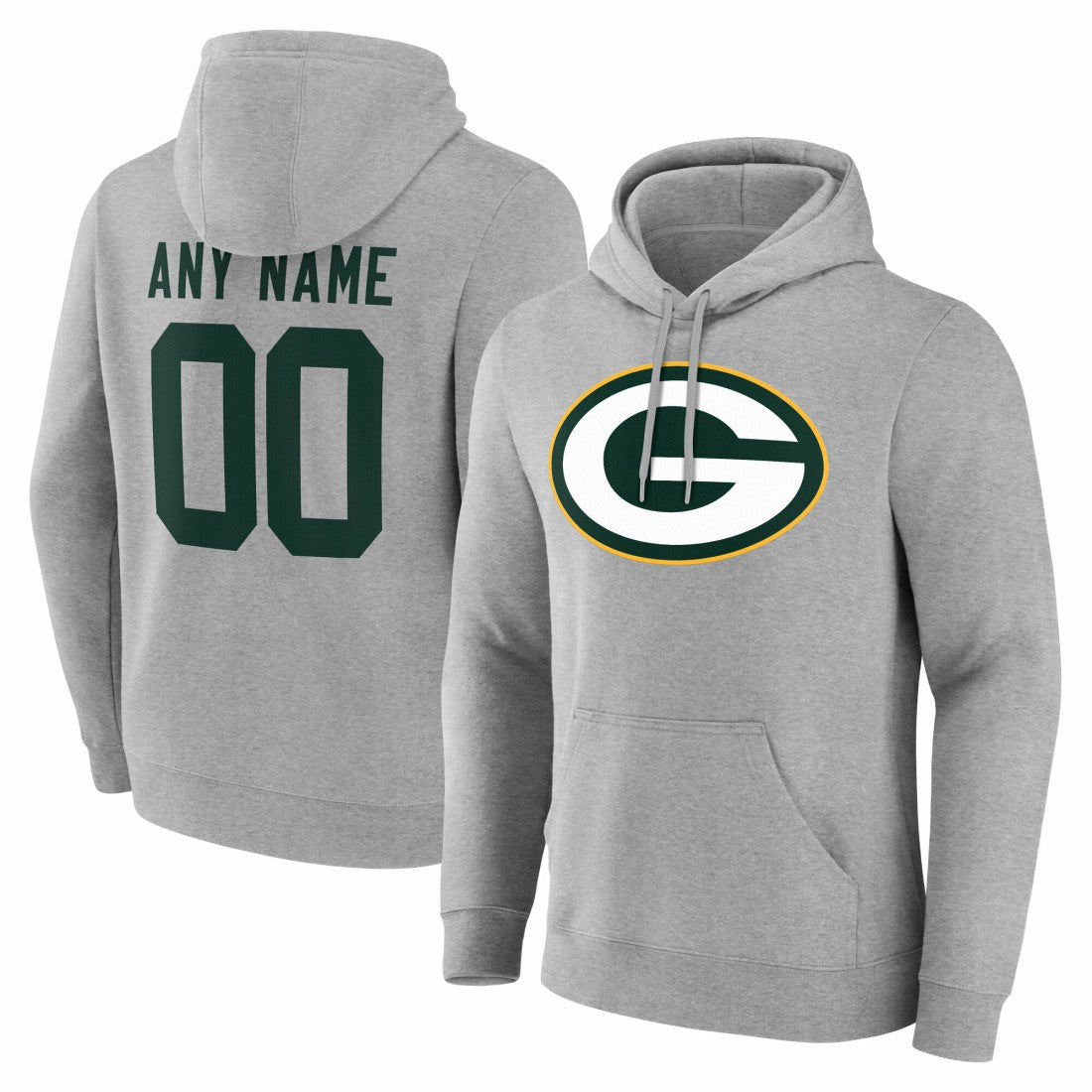 Green Bay Packers Team Authentic Personalized Name & Number Hoodie Gray | NFL