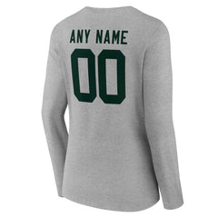 Green Bay Packers Women's Team Authentic Personalized Name & Number Long Sleeve V-Neck T-Shirt Gray | NFL