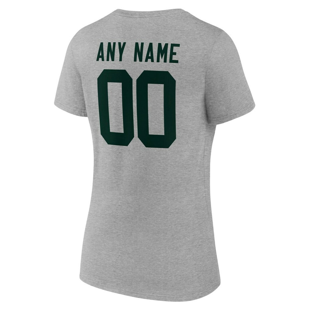 Green Bay Packers Women's Team Authentic Personalized Name & Number V-Neck T-Shirt Gray | NFL
