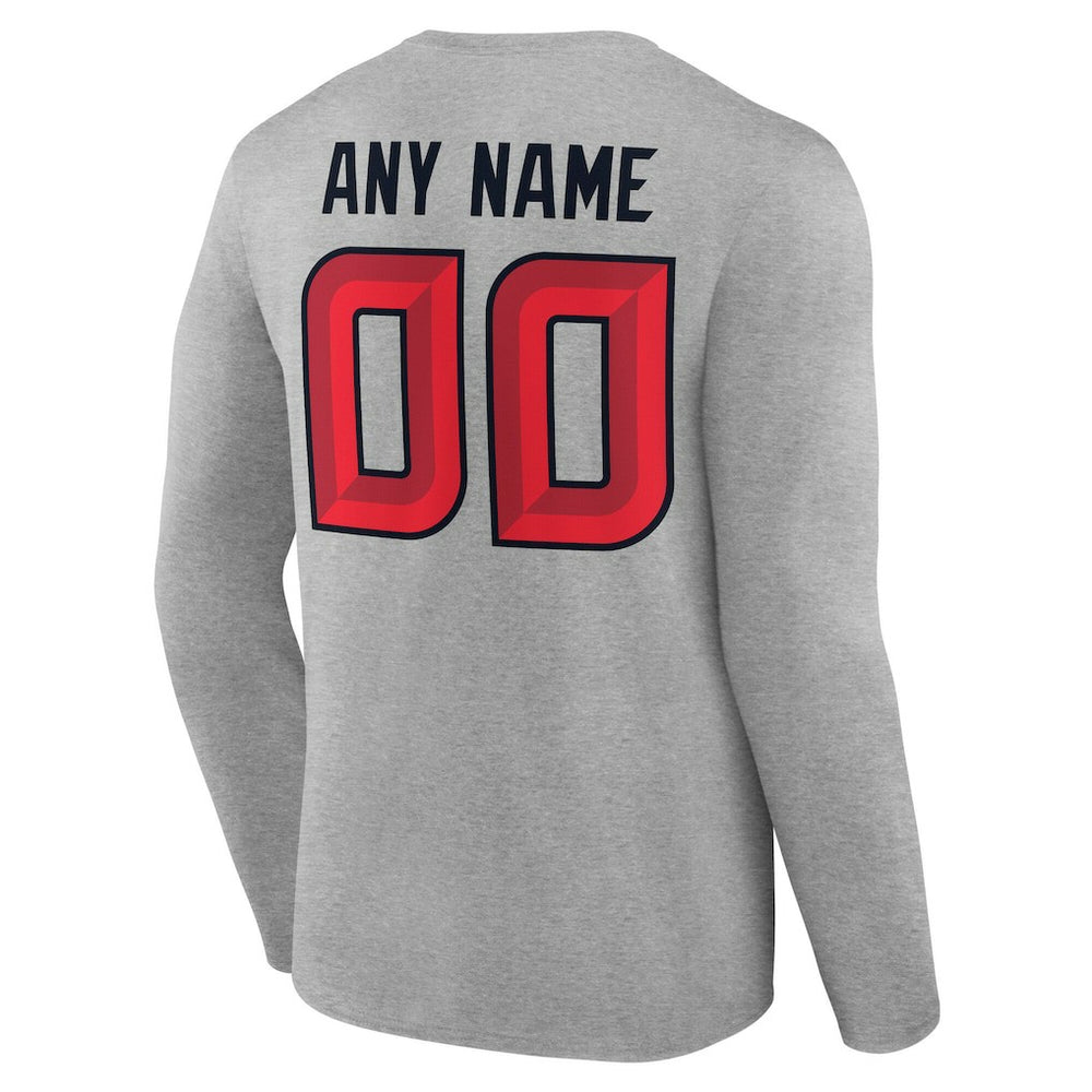Houston Texans Team Authentic Personalized Name & Number Long Sleeve T-Shirt Gray | NFL