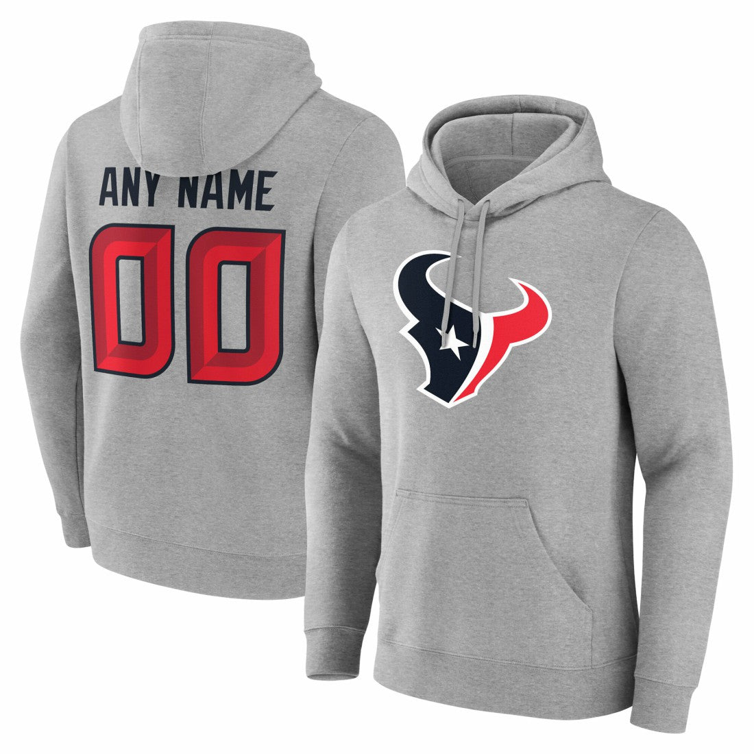 Houston Texans Team Authentic Personalized Name & Number Hoodie Gray | NFL