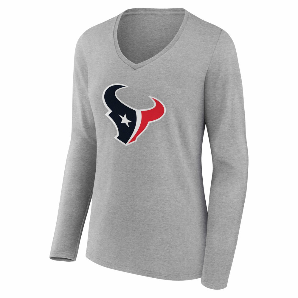 Houston Texans Women's Team Authentic Personalized Name & Number Long Sleeve V-Neck T-Shirt Gray | NFL