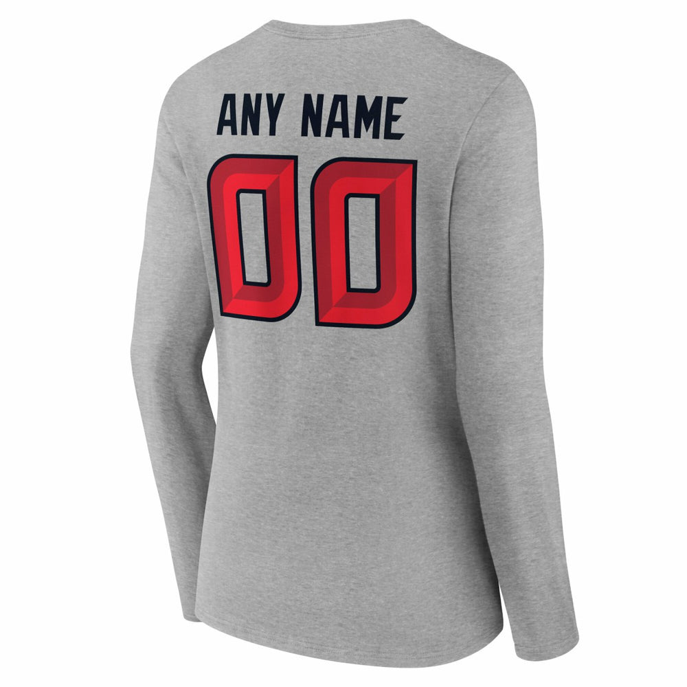 Houston Texans Women's Team Authentic Personalized Name & Number Long Sleeve V-Neck T-Shirt Gray | NFL