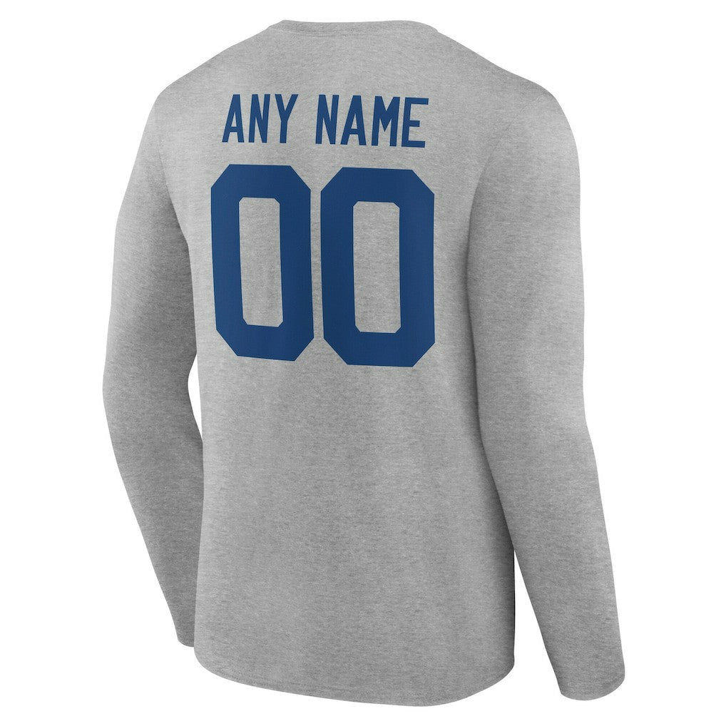 Indianapolis Colts Team Authentic Personalized Name & Number Long Sleeve T-Shirt Gray | NFL