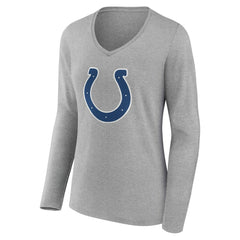 Indianapolis Colts Women's Team Authentic Personalized Name & Number Long Sleeve V-Neck T-Shirt Gray | NFL