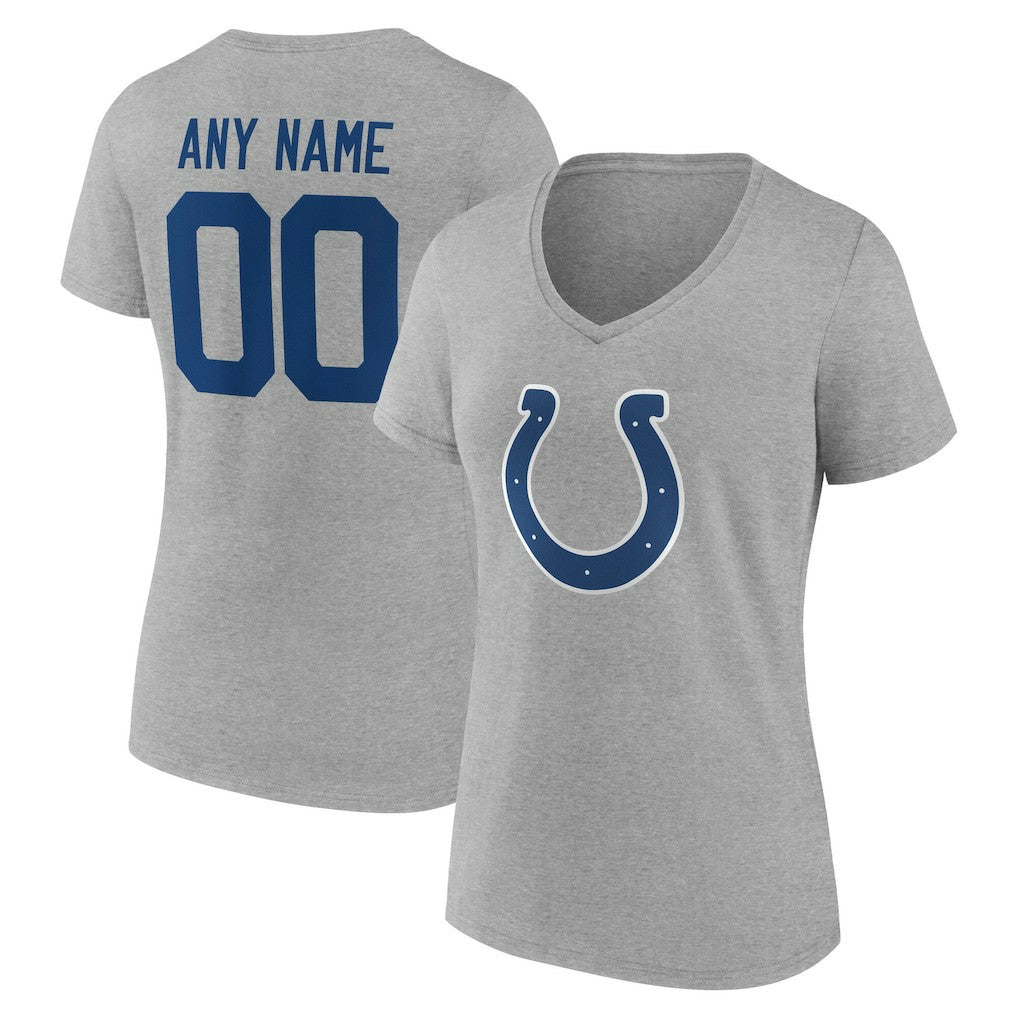 Indianapolis Colts Women's Team Authentic Personalized Name & Number V-Neck T-Shirt Gray | NFL
