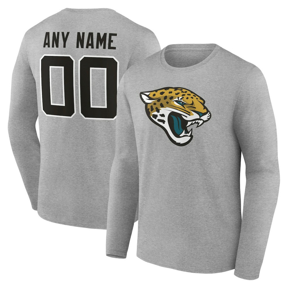 Jacksonville Jaguars Team Authentic Personalized Name & Number Long Sleeve T-Shirt Gray | NFL