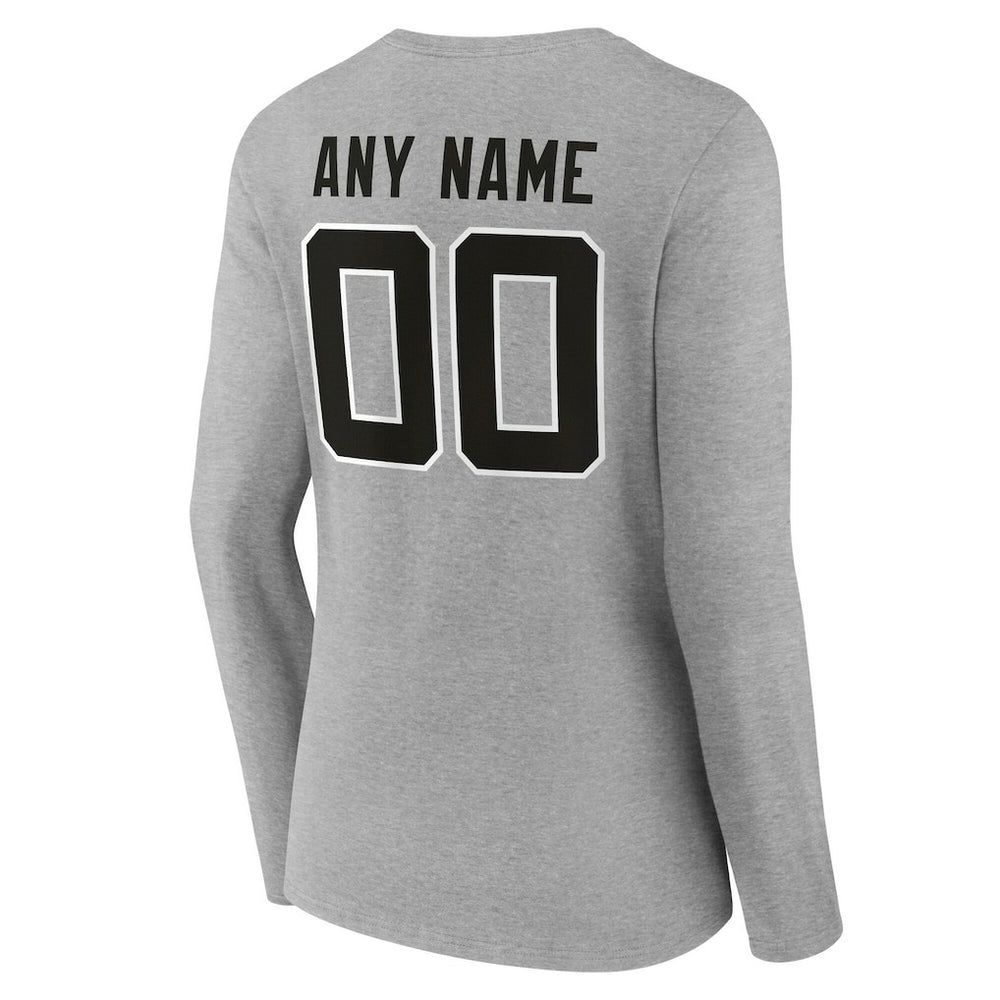 Jacksonville Jaguars Women's Team Authentic Personalized Name & Number Long Sleeve V-Neck T-Shirt Gray | NFL
