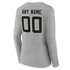 Jacksonville Jaguars Women's Team Authentic Personalized Name & Number Long Sleeve V-Neck T-Shirt Gray | NFL