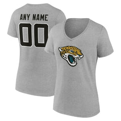 Jacksonville Jaguars Women's Team Authentic Personalized Name & Number V-Neck T-Shirt Gray | NFL
