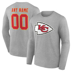 Kansas City Chiefs Team Authentic Personalized Name & Number Long Sleeve T-Shirt Gray | NFL