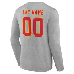 Kansas City Chiefs Team Authentic Personalized Name & Number Long Sleeve T-Shirt Gray | NFL
