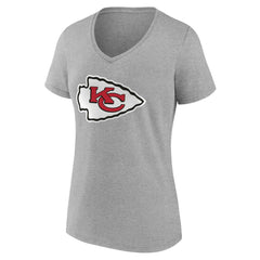 Kansas City Chiefs Women's Team Authentic Personalized Name & Number V-Neck T-Shirt Gray | NFL