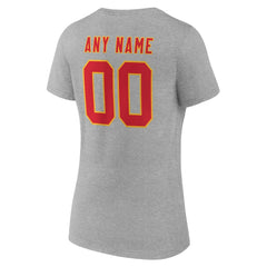 Kansas City Chiefs Women's Team Authentic Personalized Name & Number V-Neck T-Shirt Gray | NFL