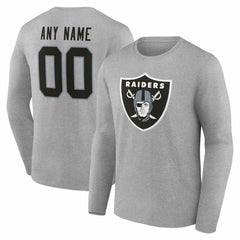 Las Vegas Raiders Team Authentic Personalized Name & Number Long Sleeve T-Shirt Gray | NFL