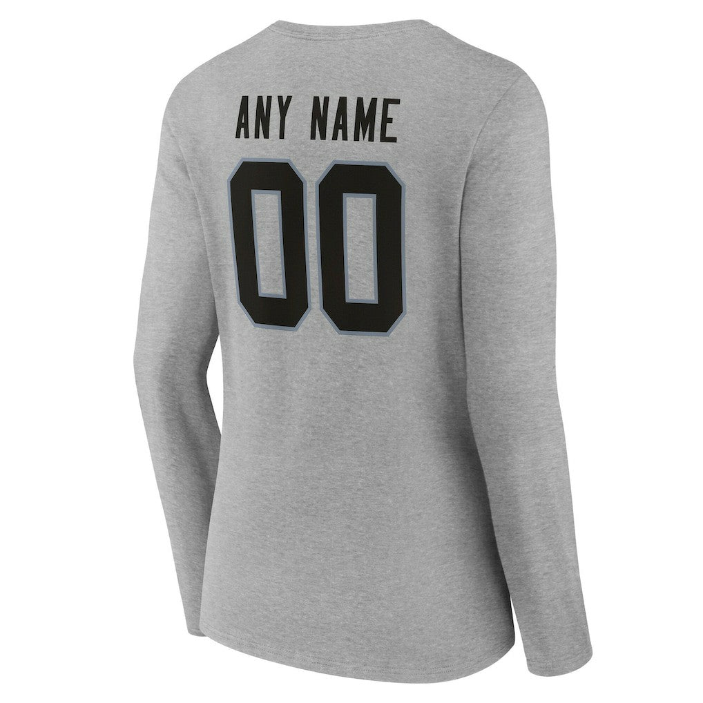 Las Vegas Raiders Women's Team Authentic Personalized Name & Number Long Sleeve V-Neck T-Shirt Gray | NFL