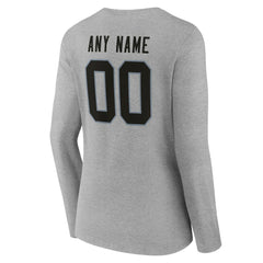 Las Vegas Raiders Women's Team Authentic Personalized Name & Number Long Sleeve V-Neck T-Shirt Gray | NFL
