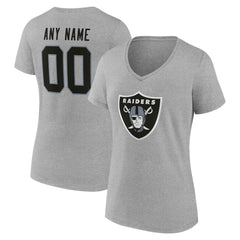 Las Vegas Raiders Women's Team Authentic Personalized Name & Number V-Neck T-Shirt Gray | NFL