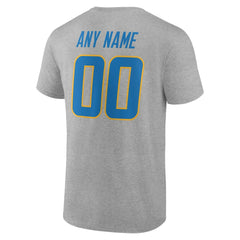 Los Angeles Chargers Team Authentic Personalized Name & Number T-Shirt Gray | NFL