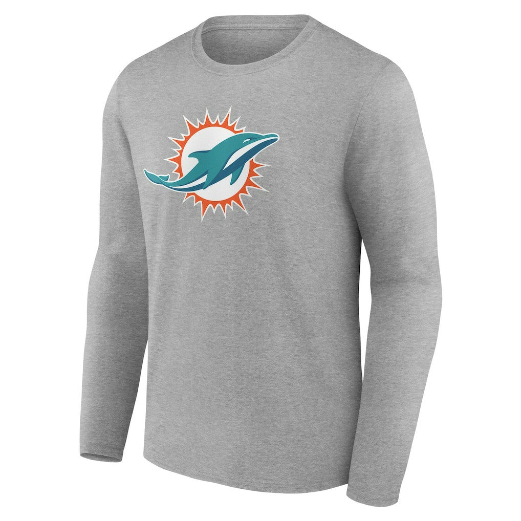 Miami Dolphins Team Authentic Personalized Name & Number Long Sleeve T-Shirt Gray | NFL