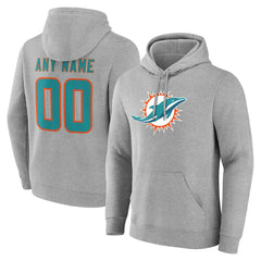 Miami Dolphins Team Authentic Personalized Name & Number Hoodie Gray | NFL